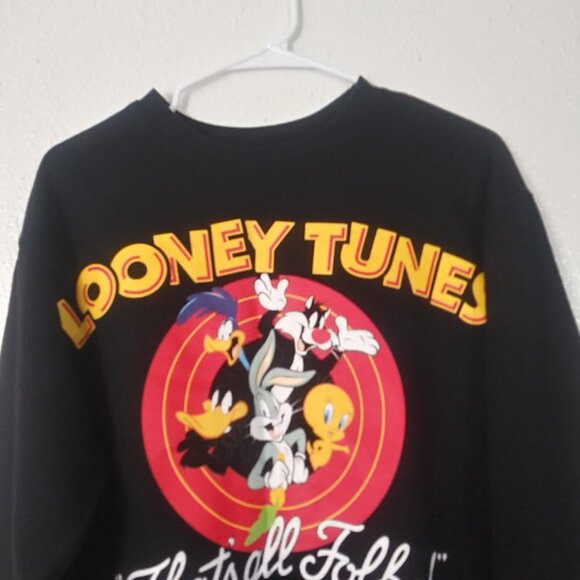 Looney Tunes women's size M Black "That's all Folks!" logo sweater - Picture 2 of 11